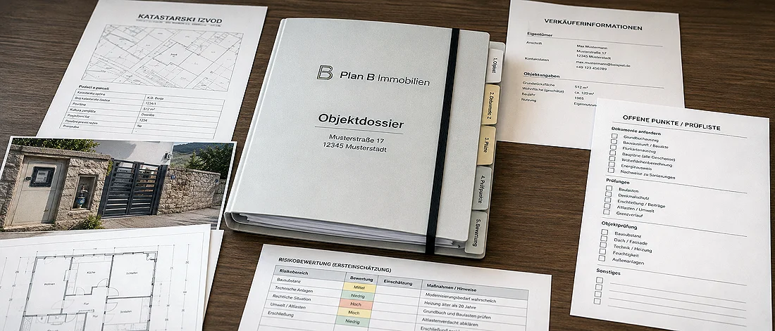Platzhalterbild: Dossier mit Dokumenten, Registerunterlagen, Checklisten und Prüfpunkten für Montenegro.