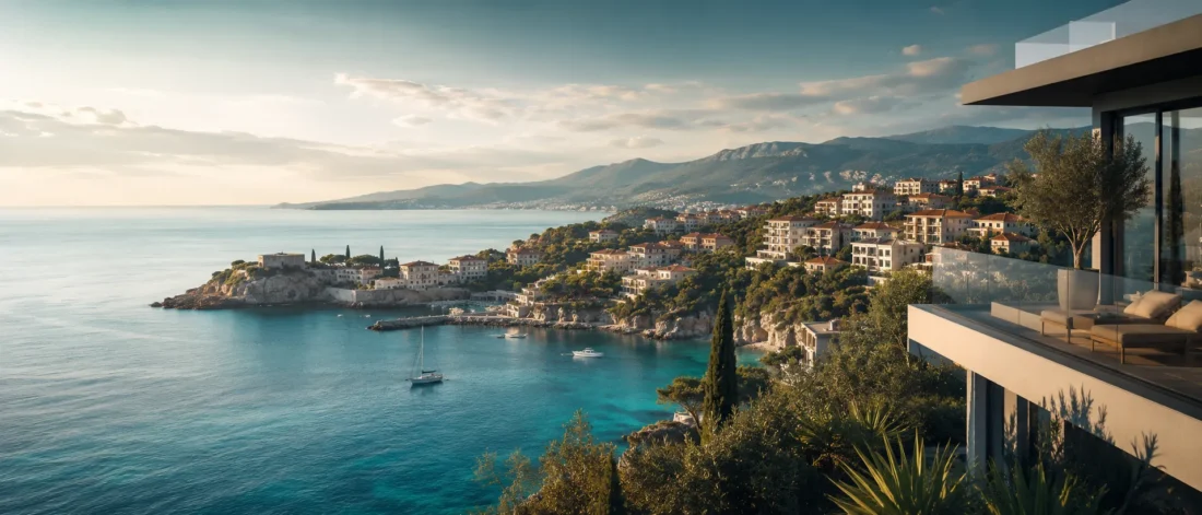 Platzhalterbild: Immobilien- und Standortunterlagen als Platzhalter für Wohnsitzbezug durch Wohnung oder Haus in Montenegro.