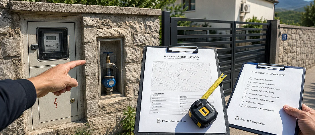 Platzhalterbild: Vor-Ort-Prüfung mit Adresse, Versorgung und lokaler Substanz in Montenegro.